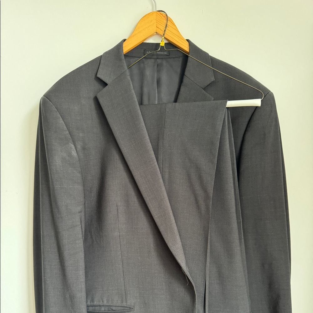 CALVIN KLEIN; Men's Slim-Fit Wool Infinite Stretch Suit Separates Dark Grey